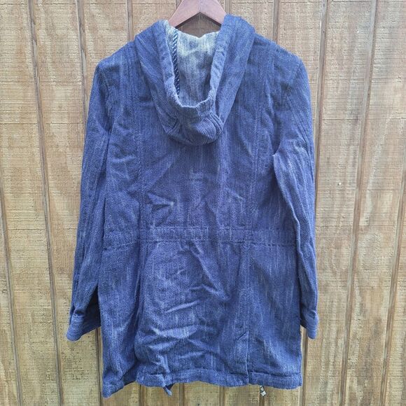 Cabi Adventure Anorak Blue Denim Duster Jacket Hooded Coatigan Womens Size M - Picture 5 of 12